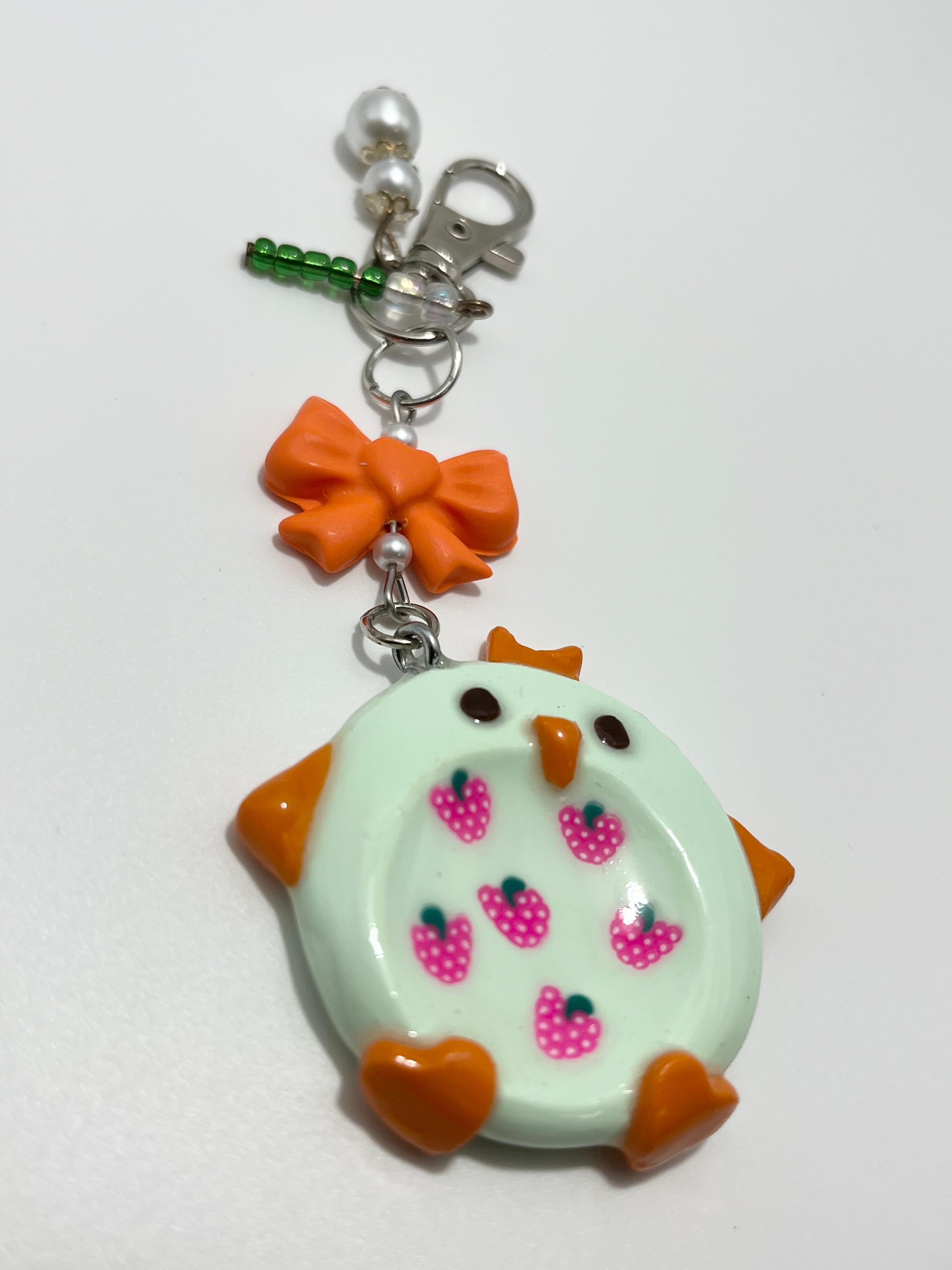 Worry Stone - Mint Green Owl (Keychain With Charm)