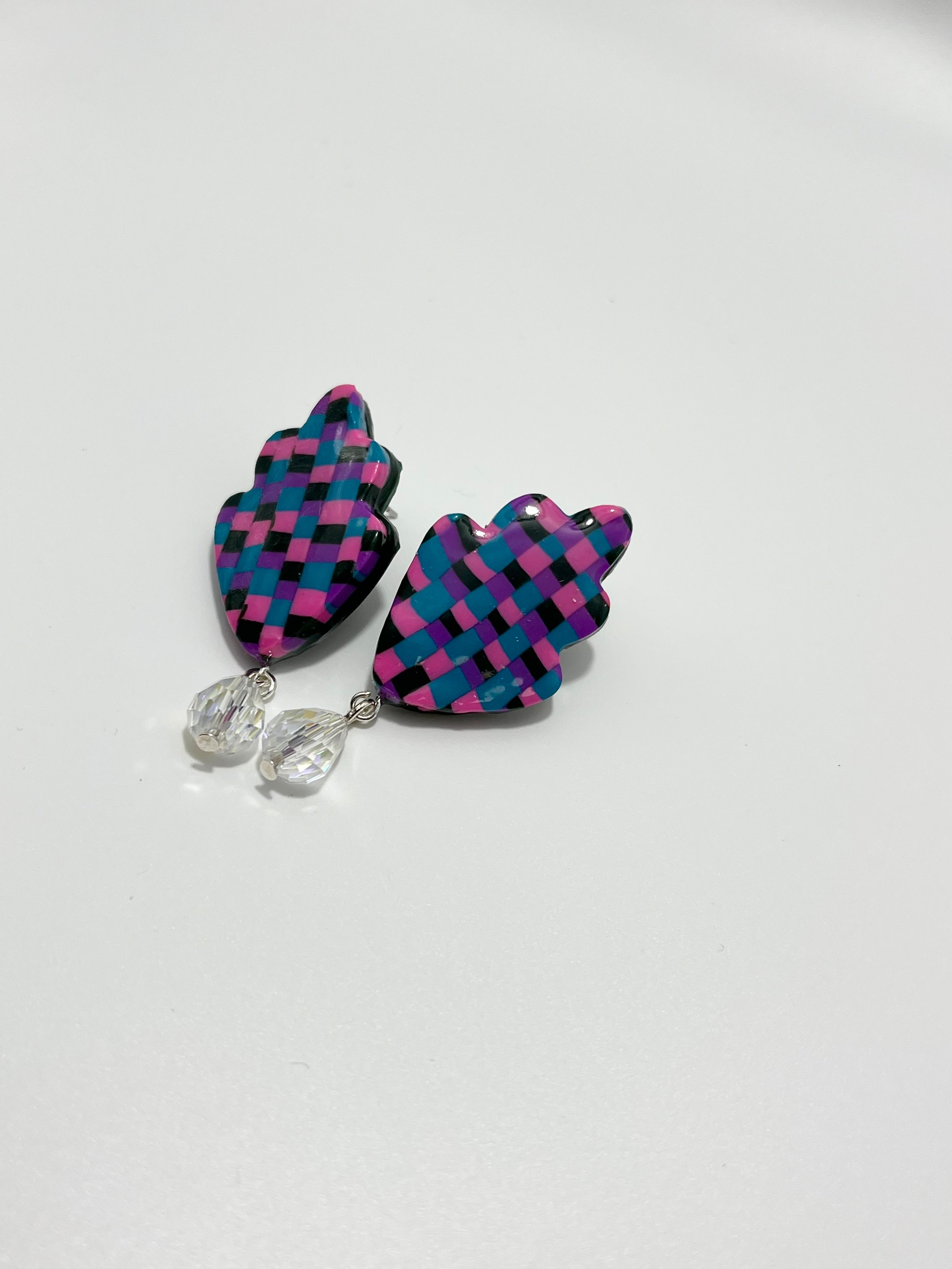 Checkered Earrings (Pink/Blue/Black)
