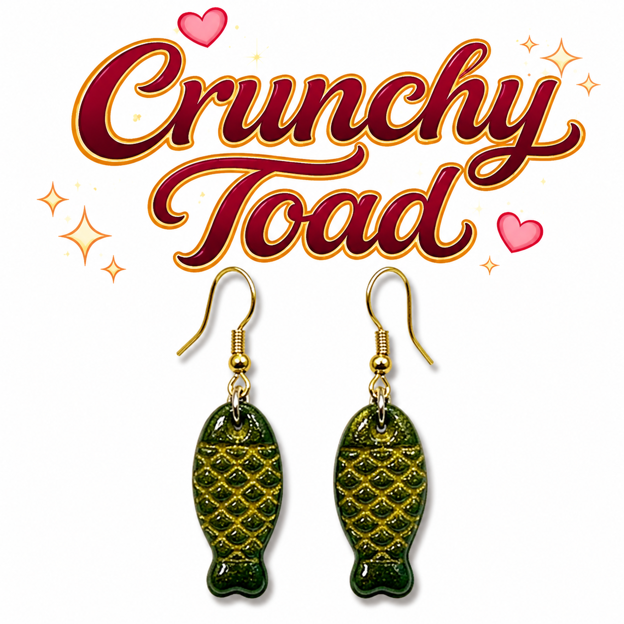 Fish Earrings (Green and Gold)