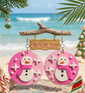Tropical snowman earrings with pink background