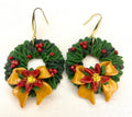 Christmas wreath earring with bow