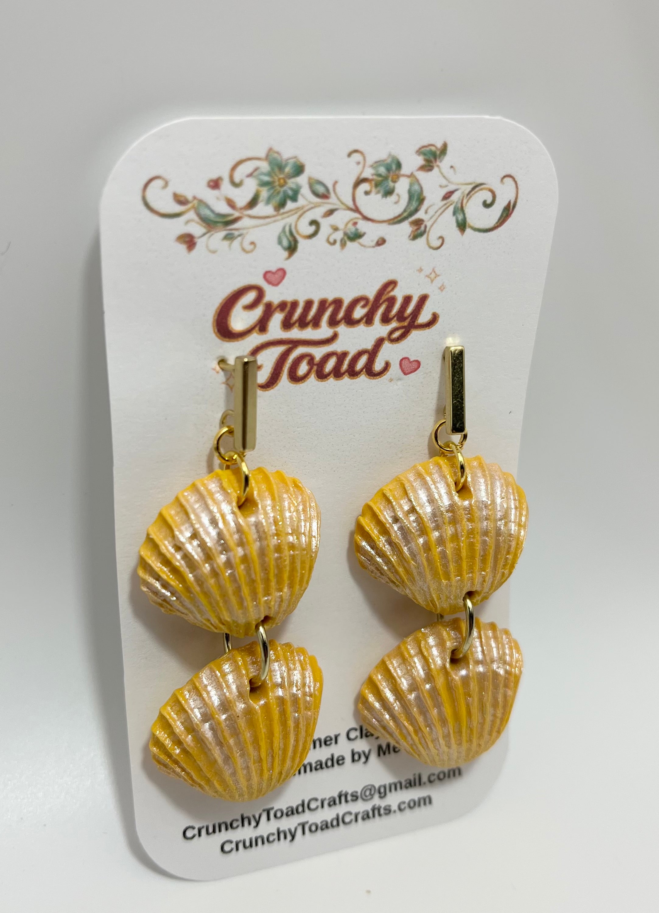 Scallop Shell Earrings (Mustard)