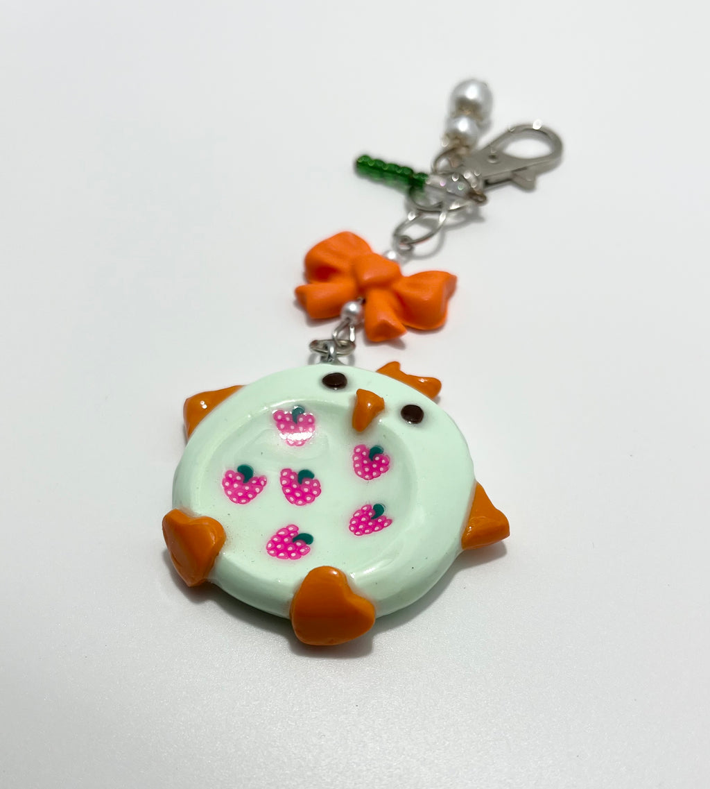Worry Stone - Mint Green Owl (Keychain With Charm)