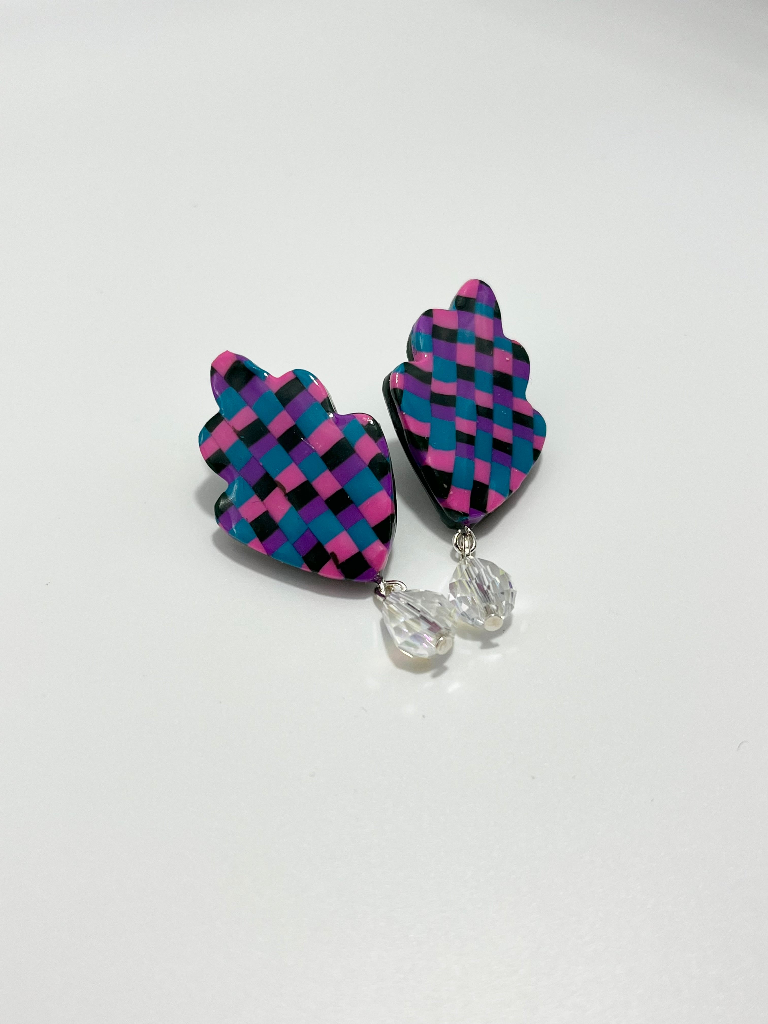 Checkered Earrings (Pink/Blue/Black)
