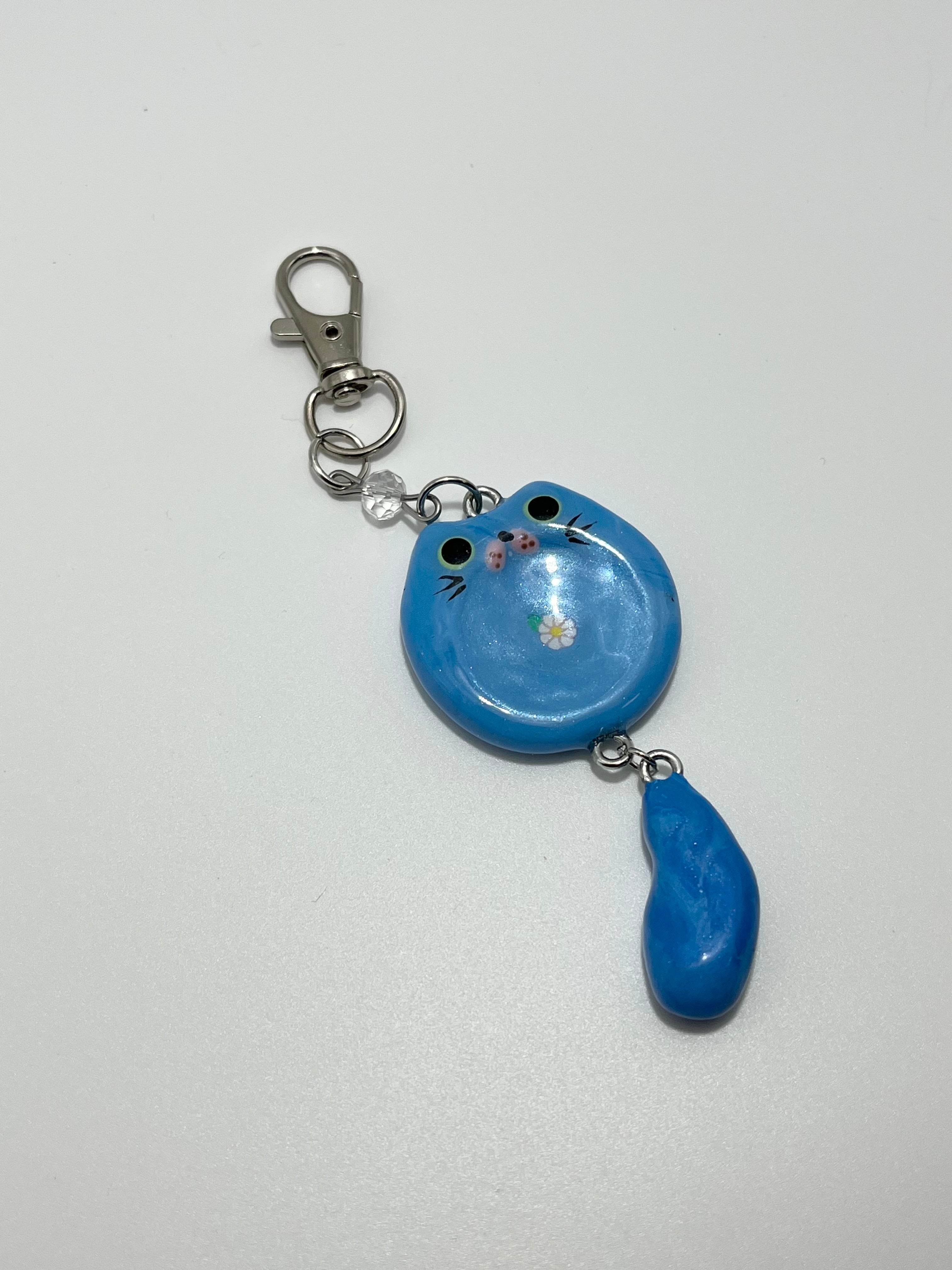 Blue Cat Worrystone Keychain