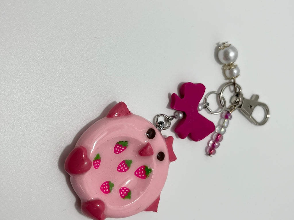 Worry Stone - Pink Owl (Keychain With Charm)