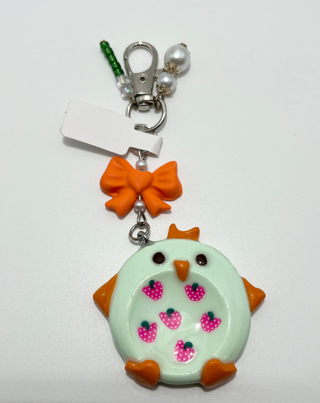 Worry Stone - Mint Green Owl (Keychain With Charm)