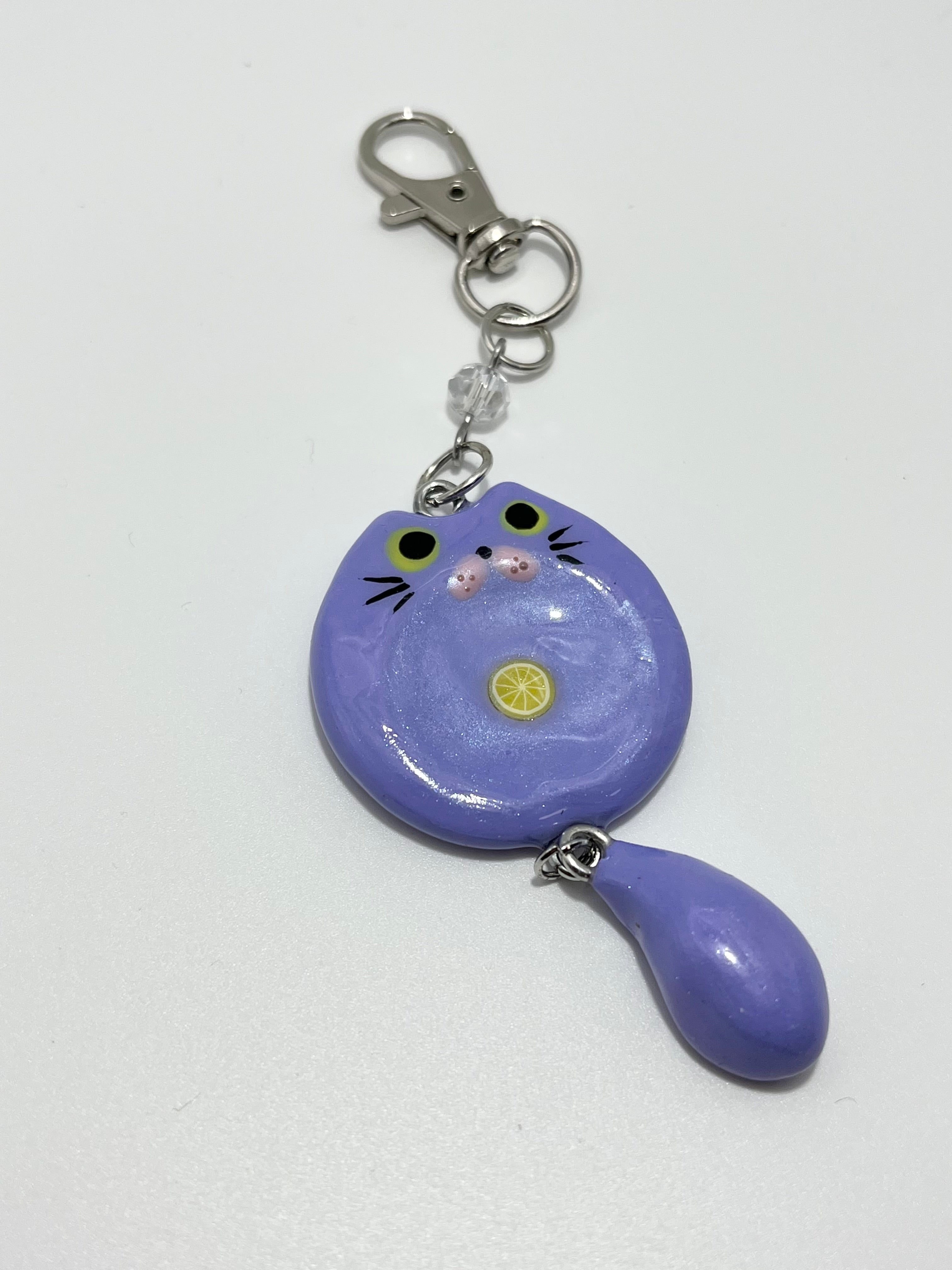 Purple Cat Worry Stone (Keychain)