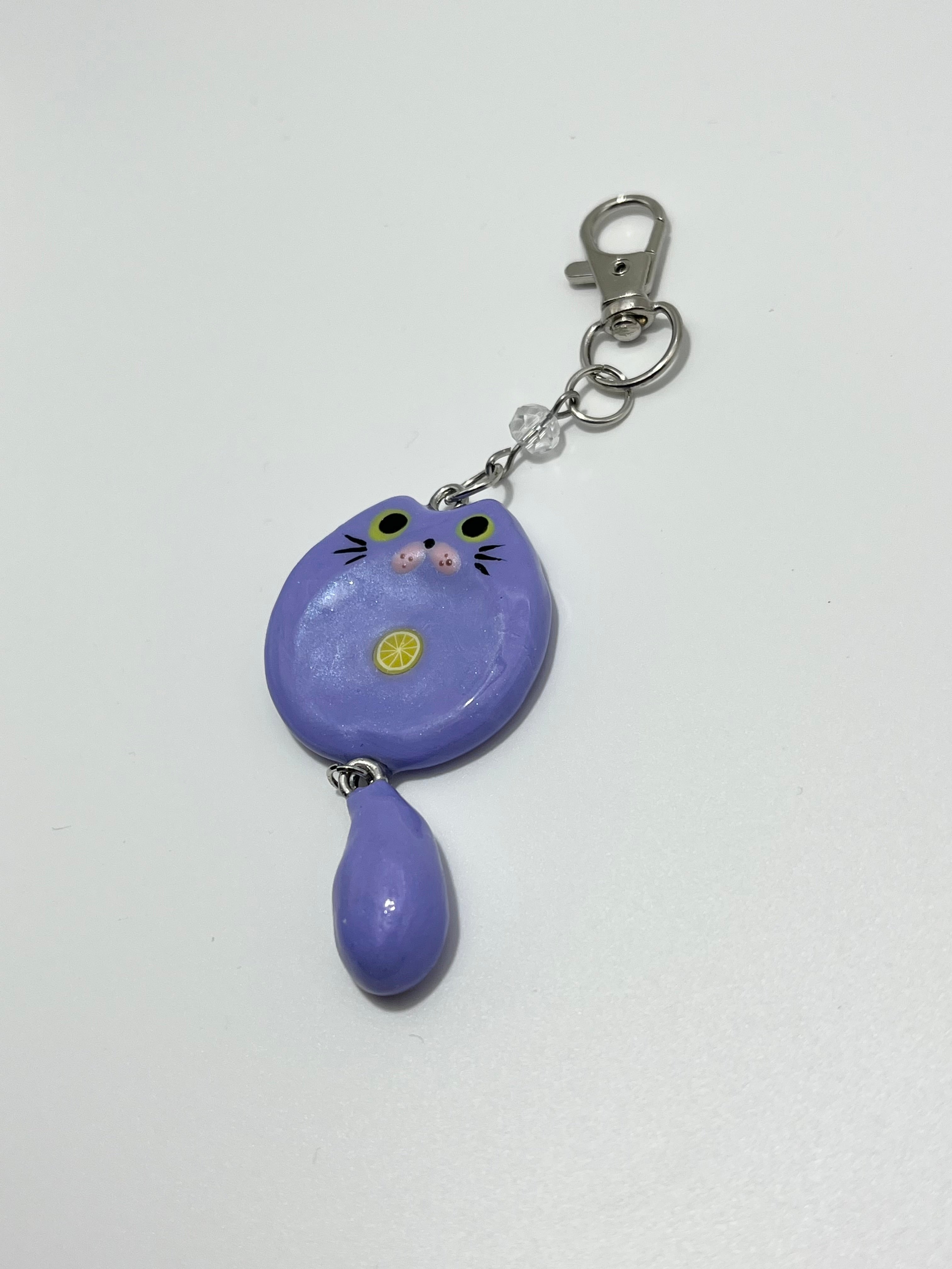 Purple Cat Worry Stone (Keychain)