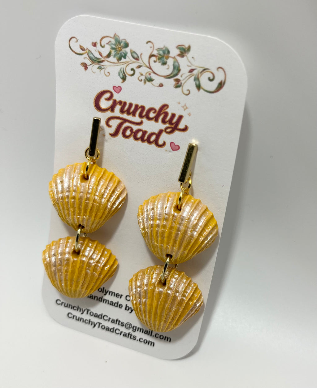 Scallop Shell Earrings (Mustard)
