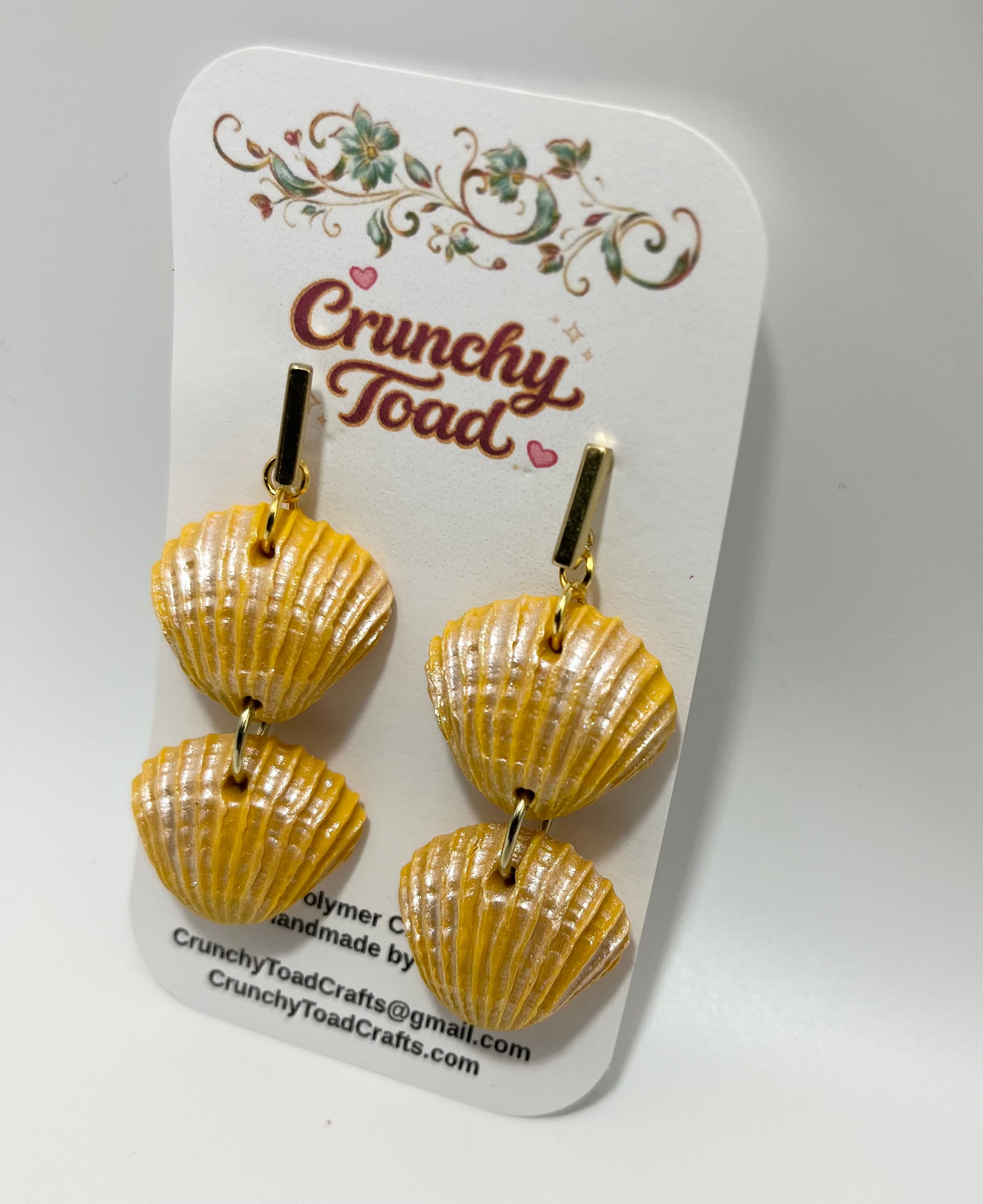 Scallop Shell Earrings (Mustard)