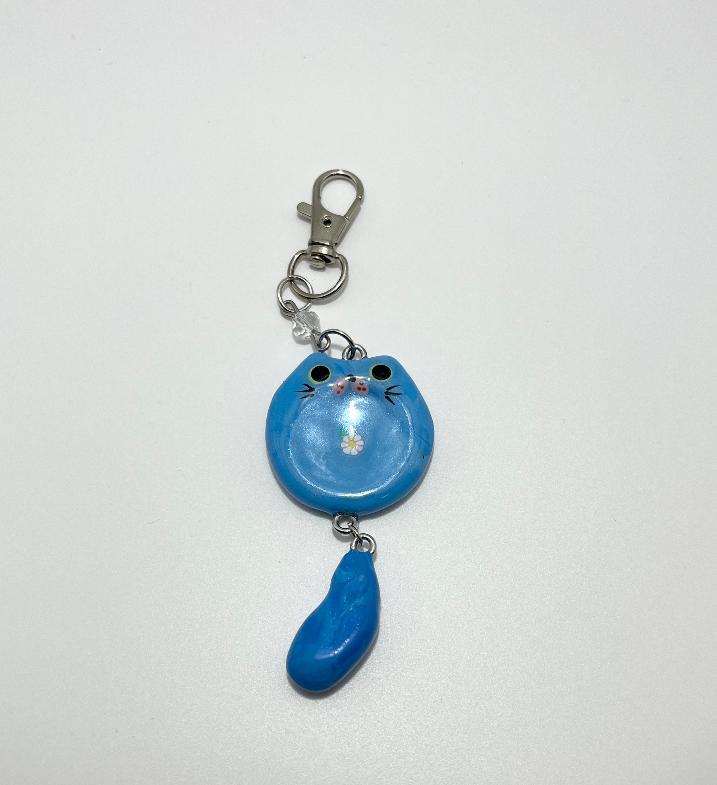 Blue Cat Worrystone Keychain