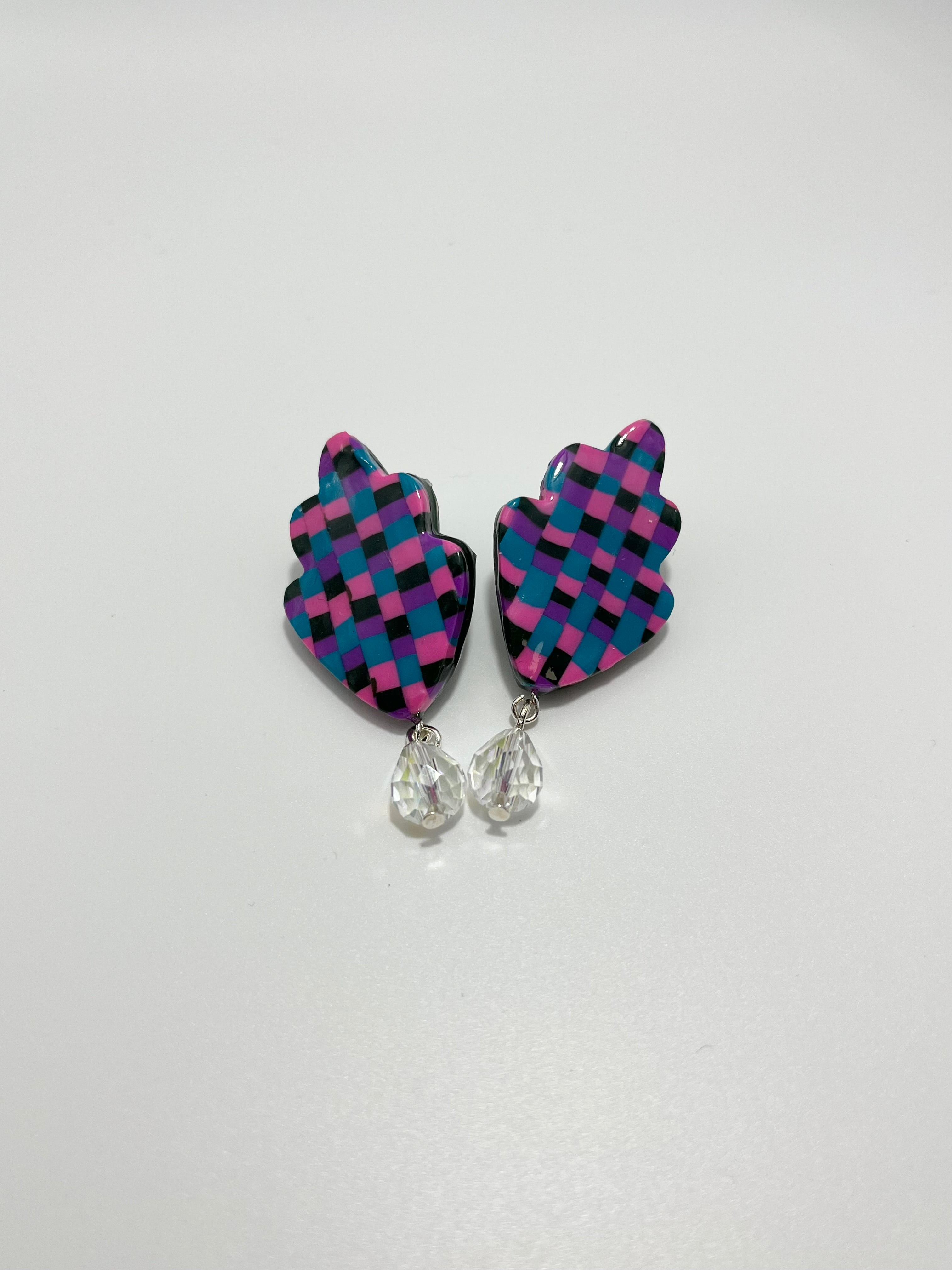 Checkered Earrings (Pink/Blue/Black)