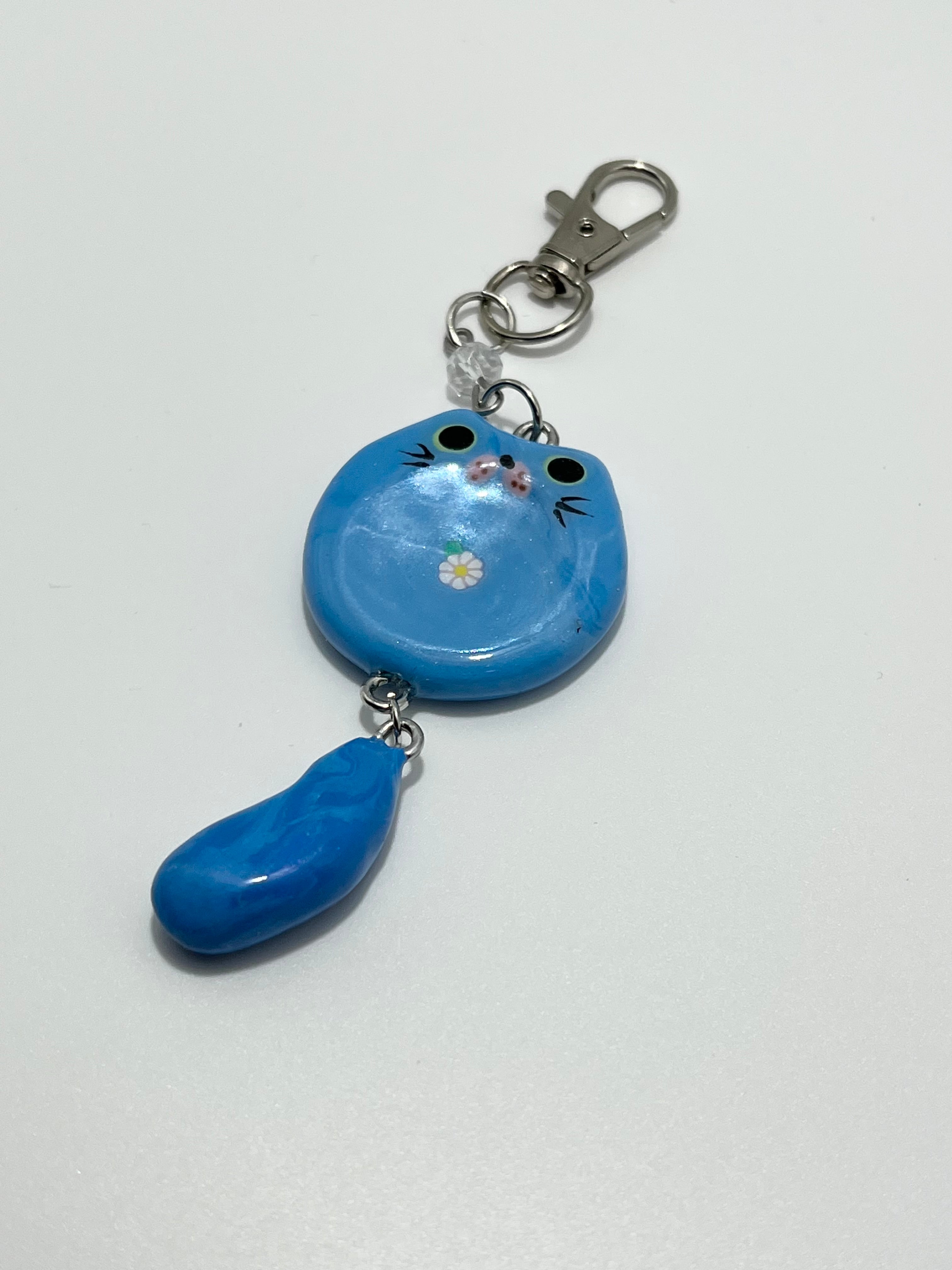 Blue Cat Worrystone Keychain