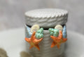 Orange star fish and seashells with gold accents