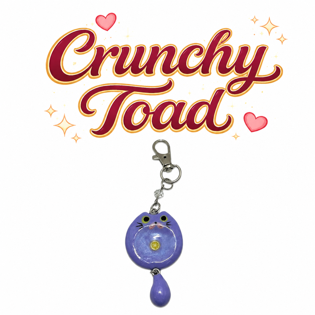 Purple Cat Worry Stone (Keychain)