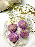 Double Scallop Shell Earrings (Lavender)