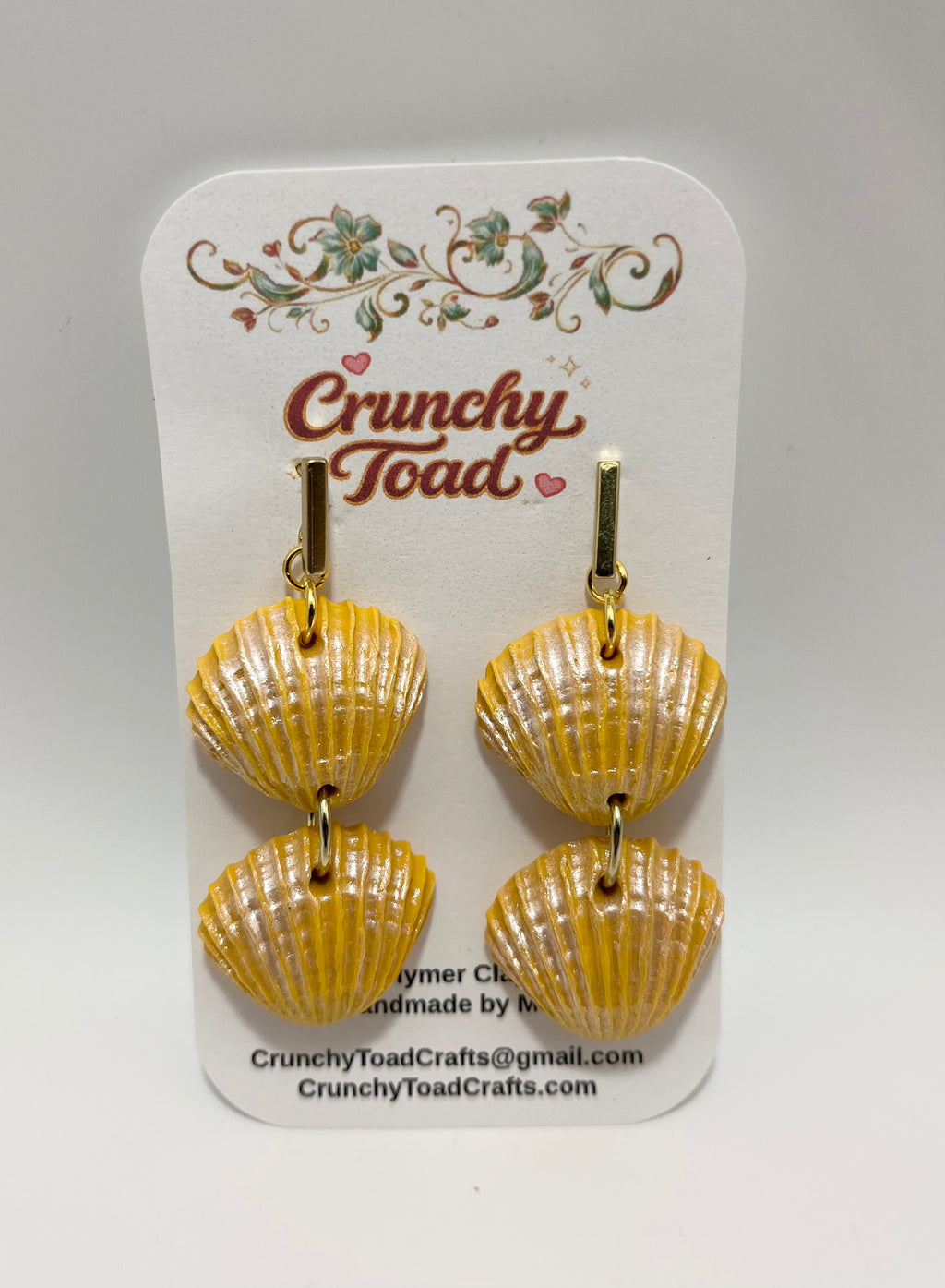 Scallop Shell Earrings (Mustard)