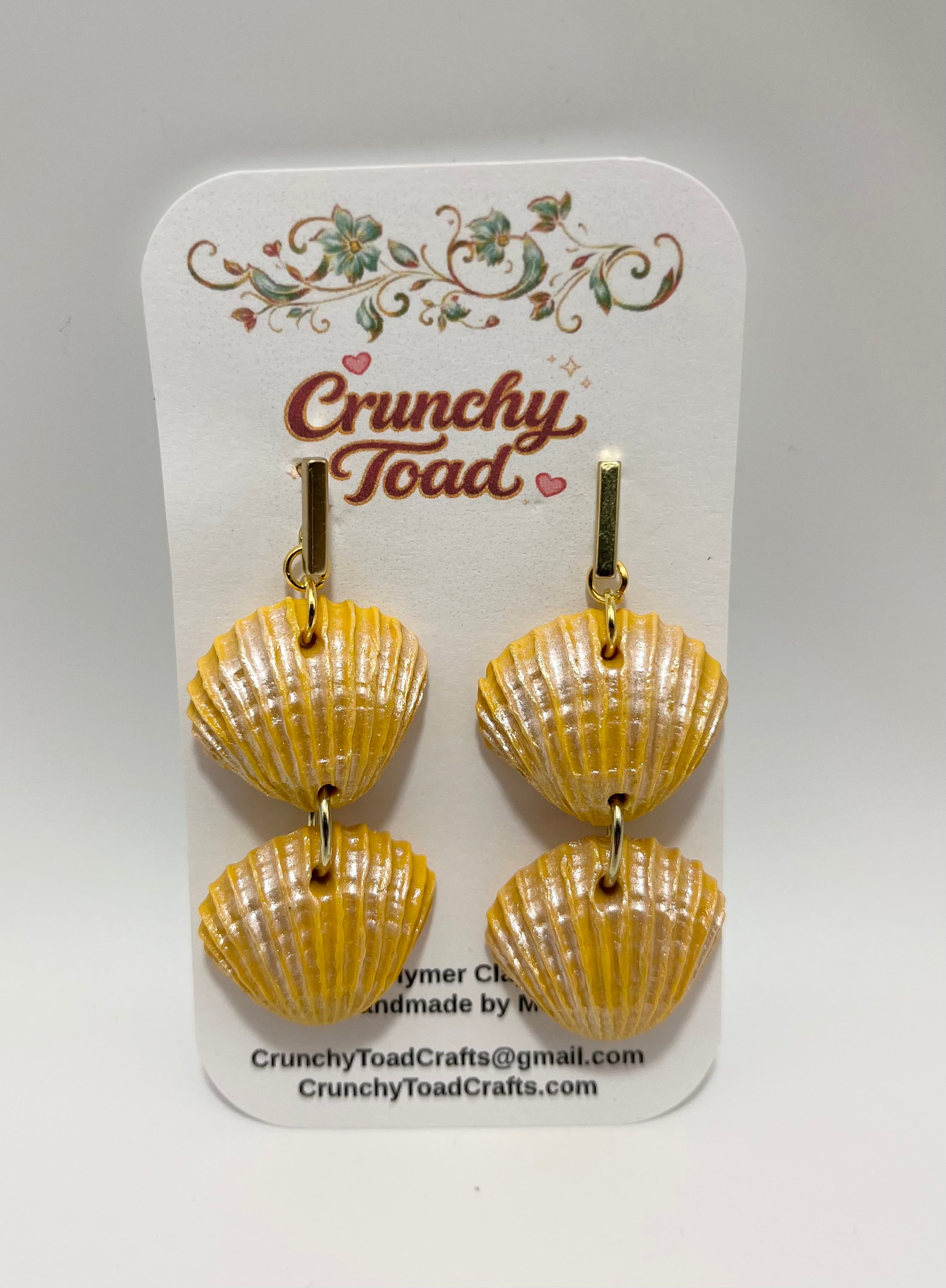 Scallop Shell Earrings (Mustard)
