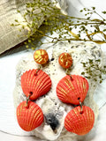 Scallop Shell Earrings (Coral Orange)